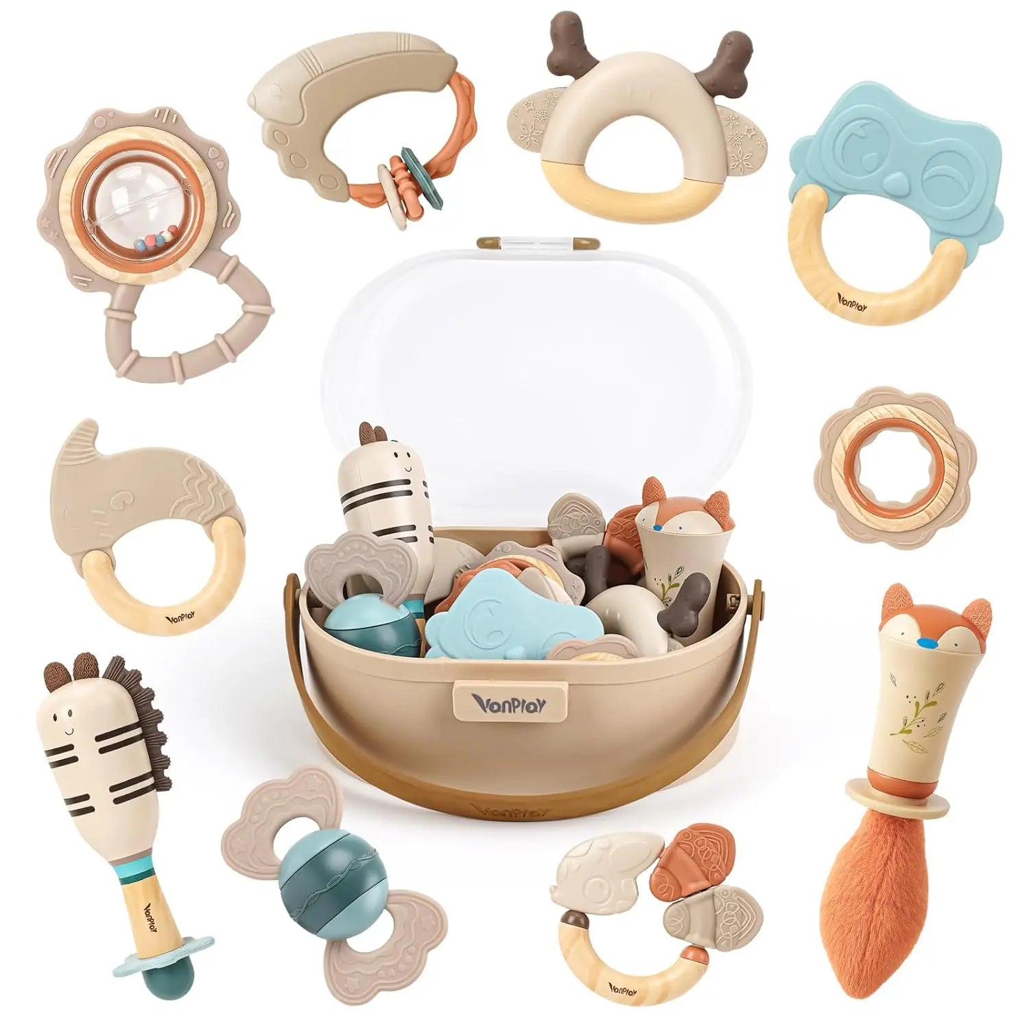 Baby Rattles Teething Toys with Soft Textures