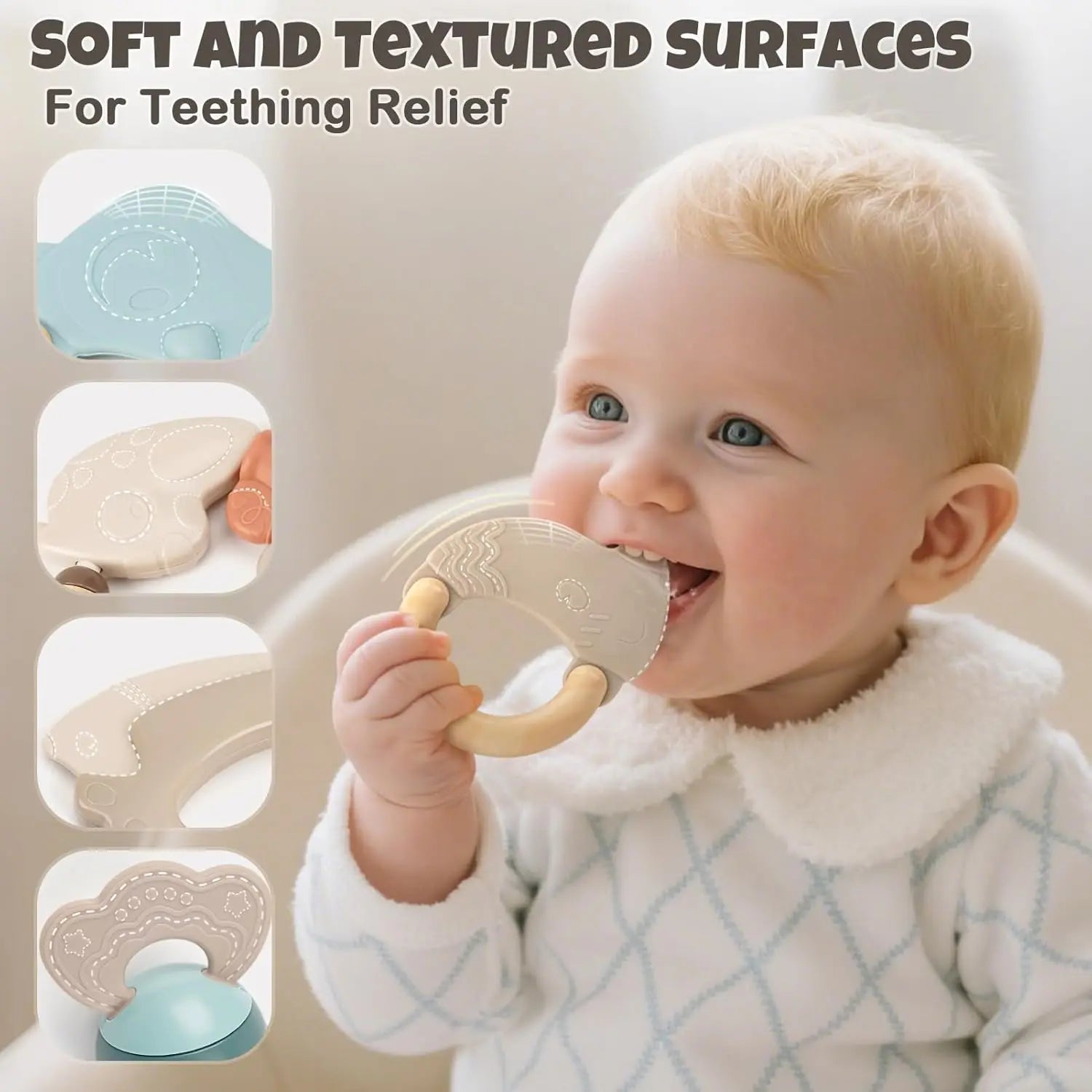 Baby Rattles Teething Toys with Soft Textures