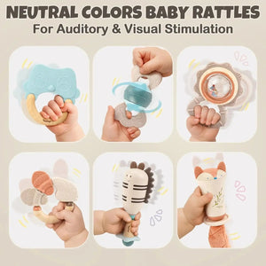 Baby Rattles Teething Toys with Soft Textures