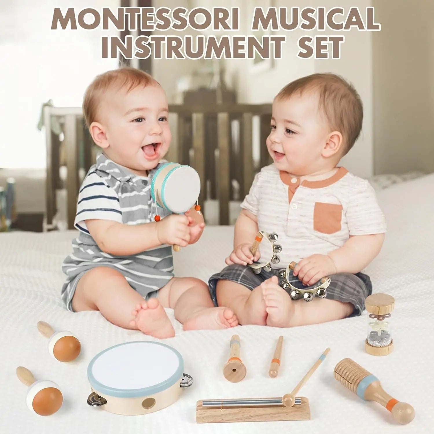 Drums & Bells - Wooden Montessori Instruments for 18M -4YS