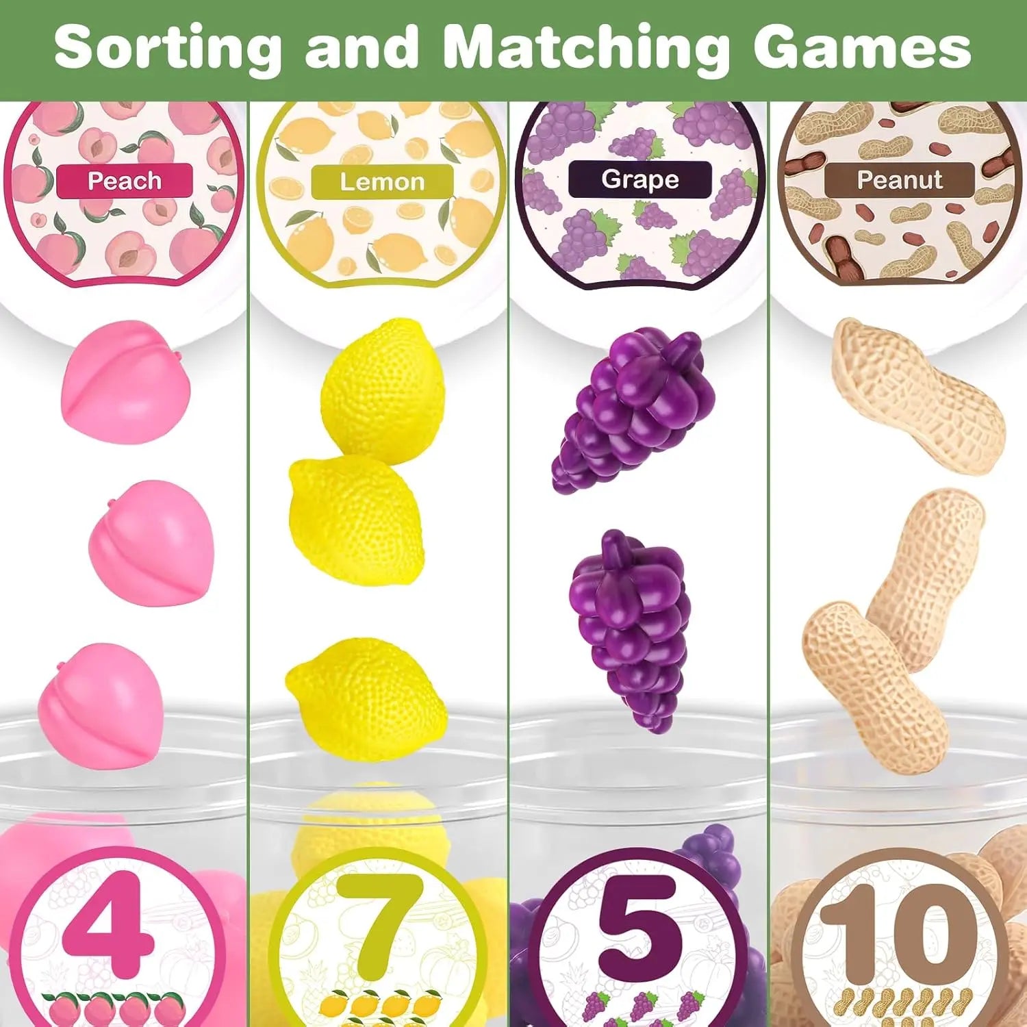 Color Sorting Toys with Play Food for Toddlers