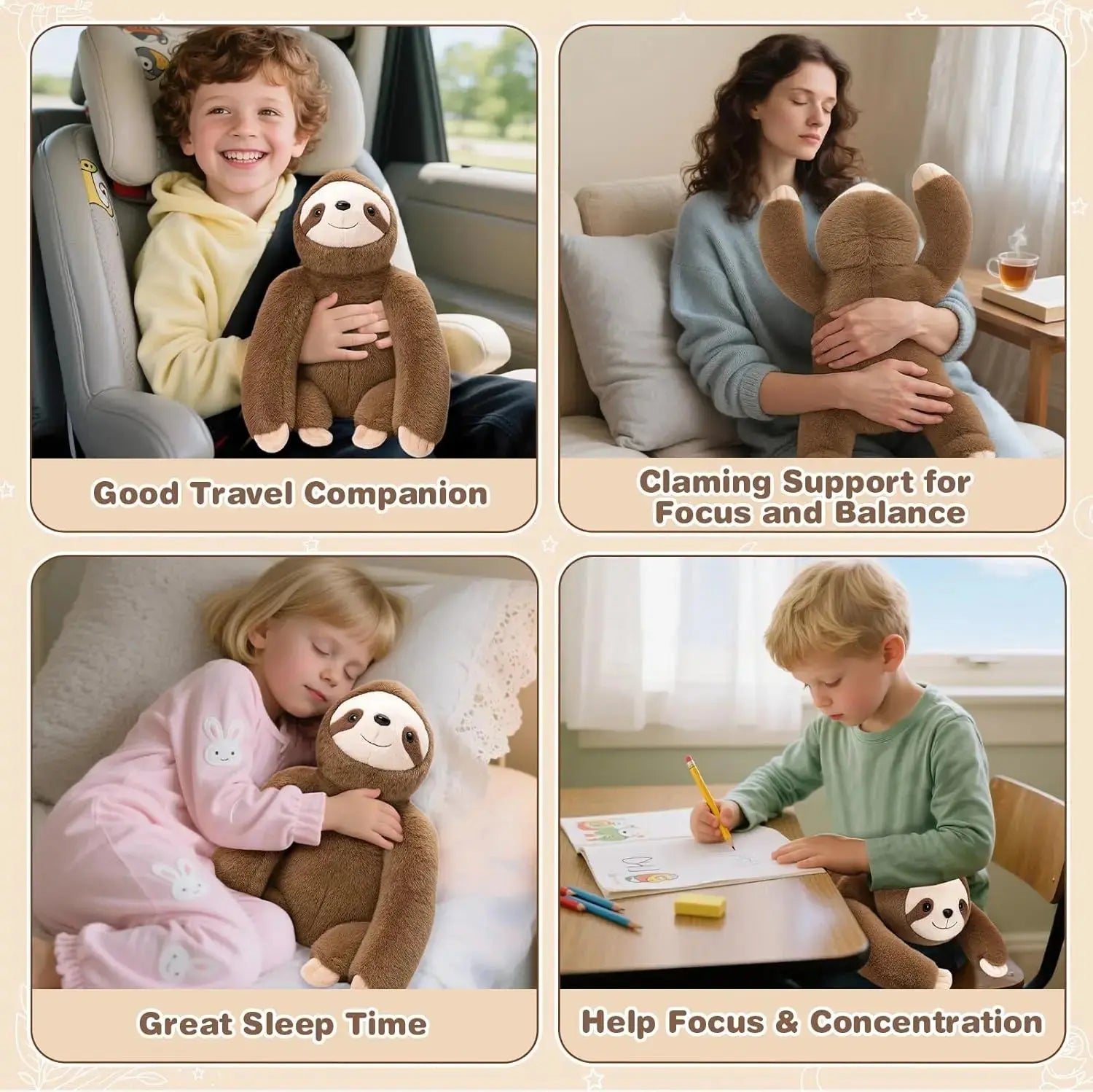 Sloth Doll Weighted Sensory Toys for reducing anxiety & improving focus