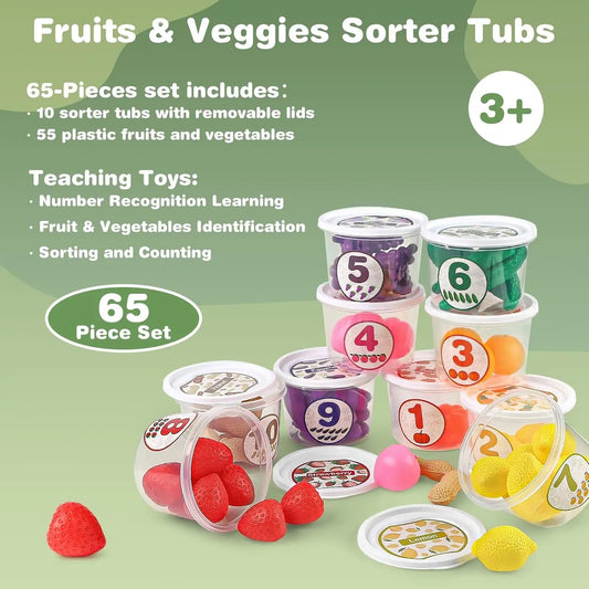 Color Sorting Toys with Play Food for Toddlers