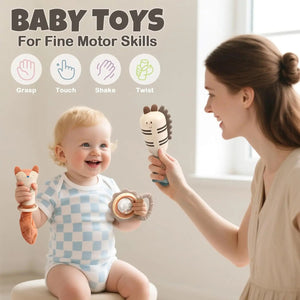 Baby Rattles Teething Toys with Soft Textures