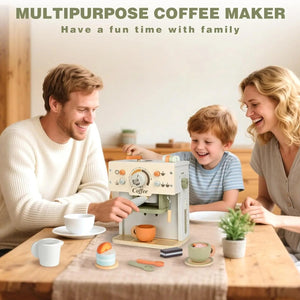 Wooden Toy Coffee Maker Playset for Kids