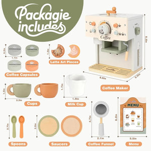Wooden Toy Coffee Maker Playset for Kids