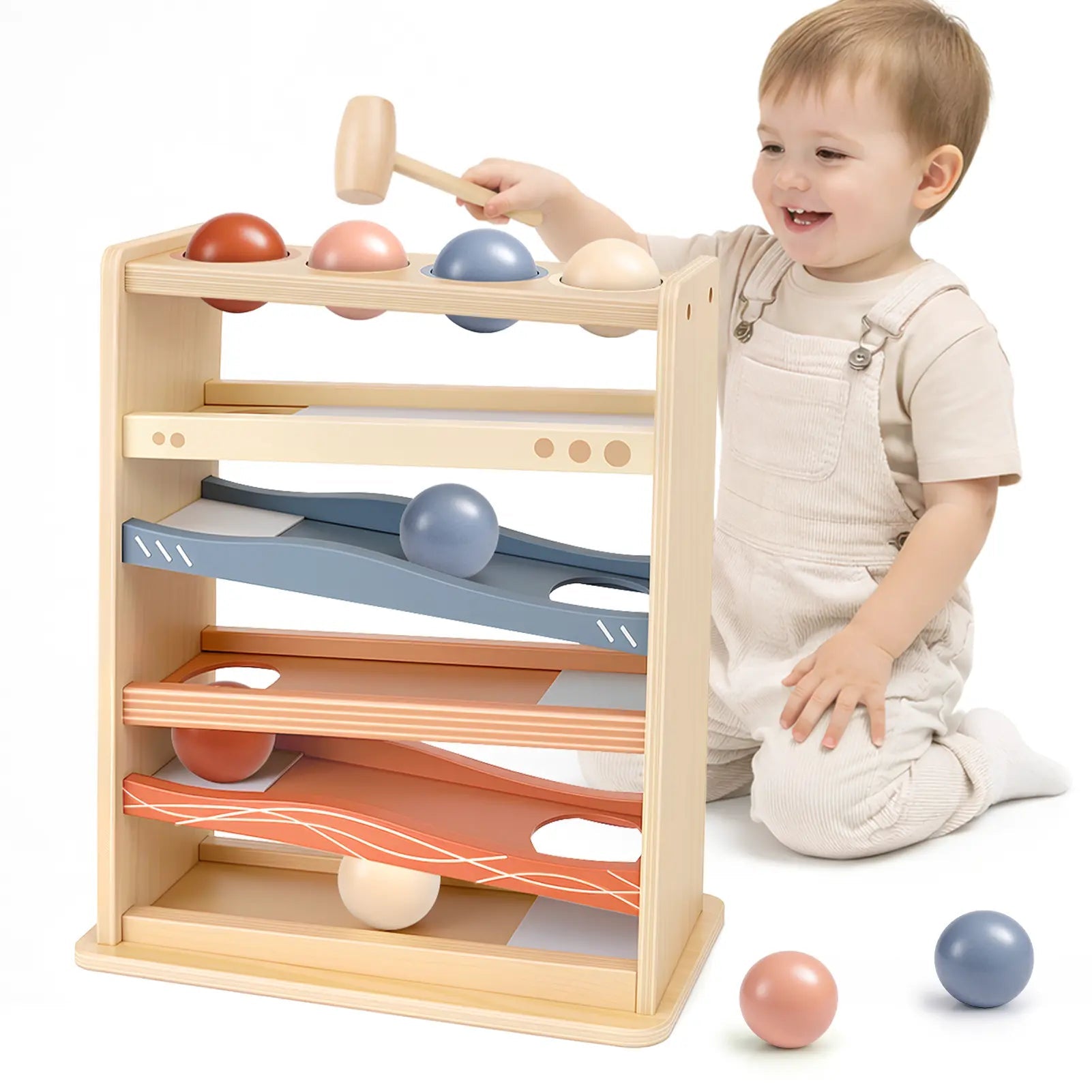 Wooden Rolling Ball Toy for 1–3 Year Olds