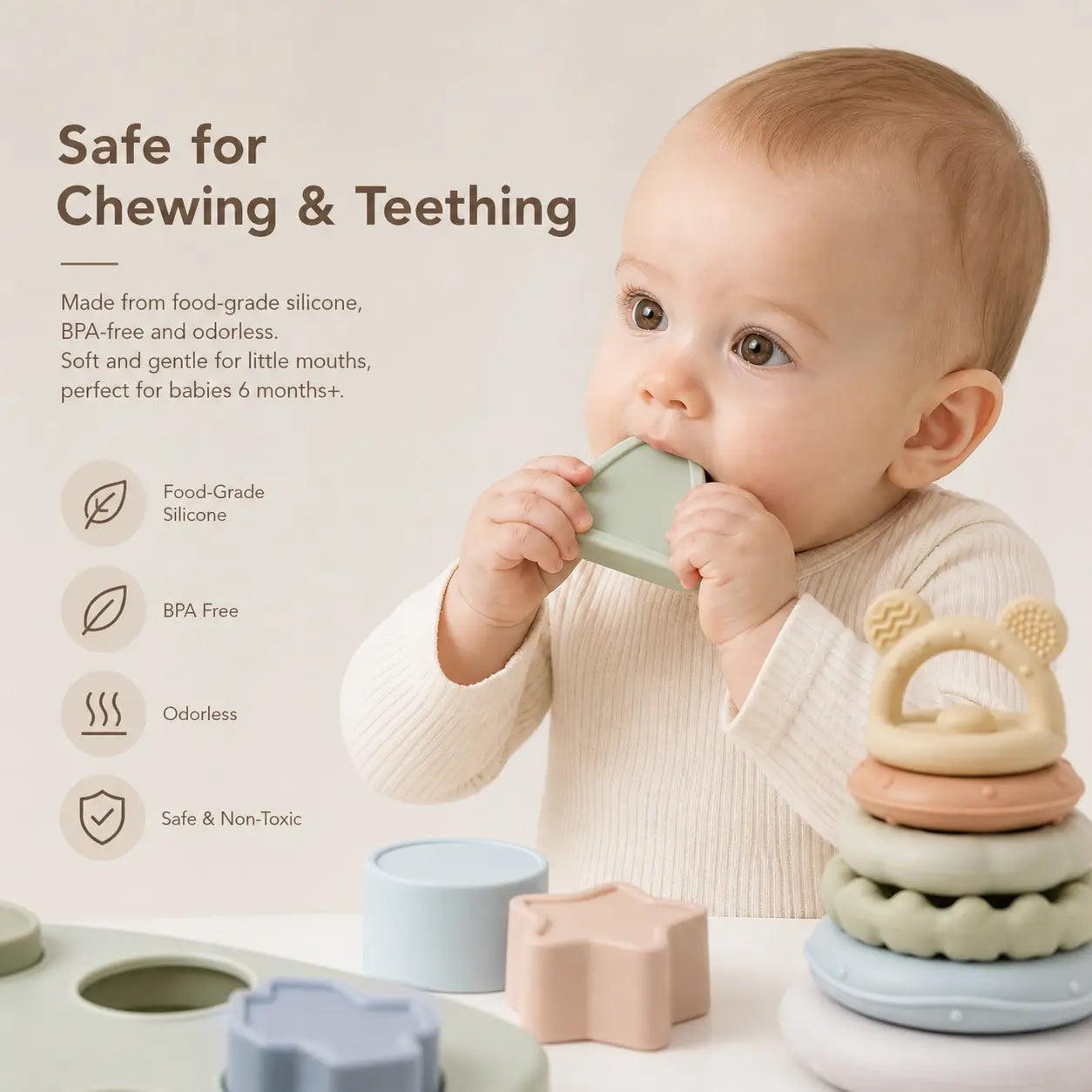 Silicone Sensory Montessori Baby Toy for Toddlers 6M - 2YS