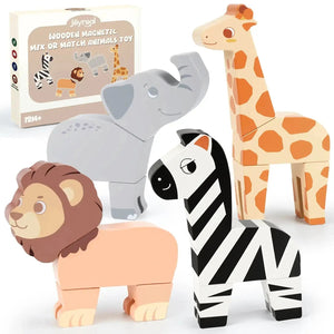 16PCS Magnetic Mix & Match Jungle Animals for Ages 1–5