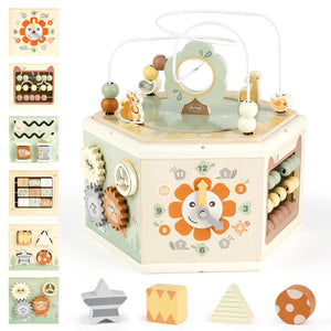 Wooden Activity Cube 11-in-1 Montessori Toys for 18M - 4YS