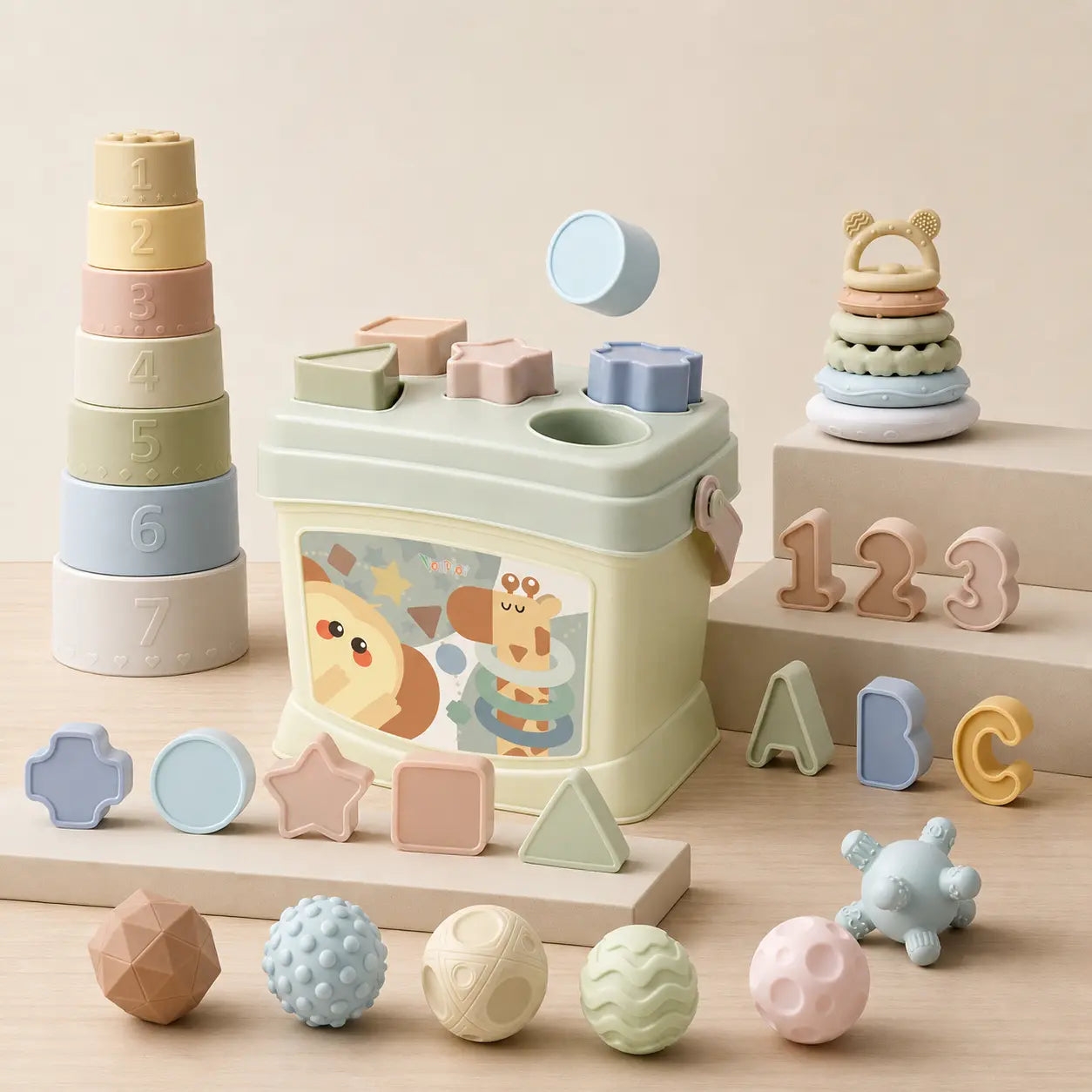 Silicone Sensory Montessori Baby Toy for Toddlers 6M - 2YS
