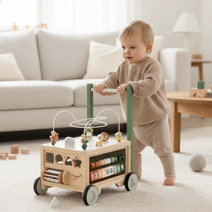 Adjustable Wooden Baby Push Walker for Toddlers