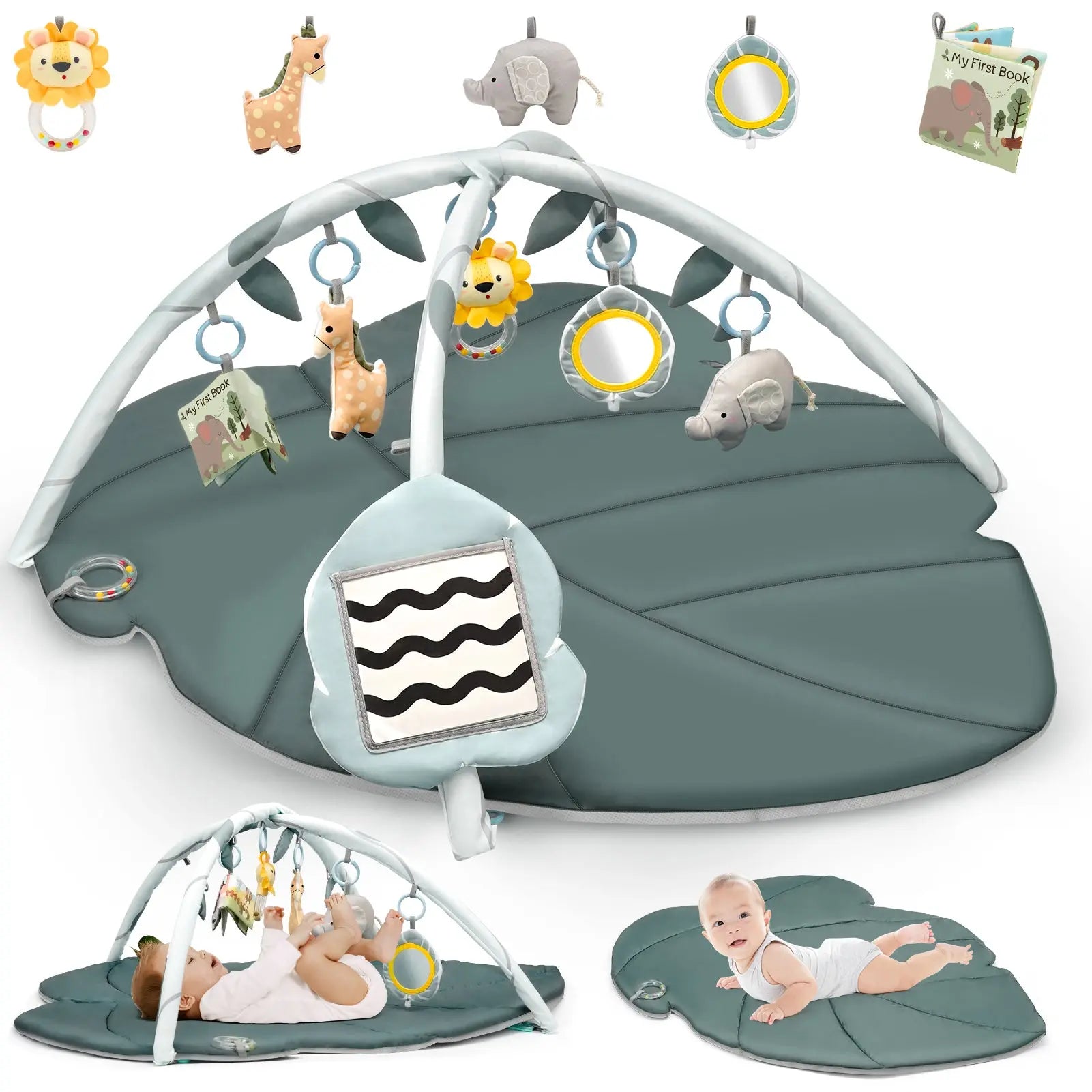 6-Toy Sensory Tummy Time Mat for Newborns 0–6M