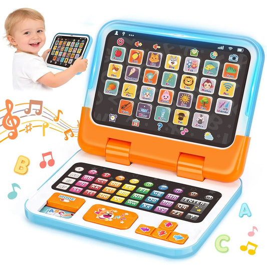 2-in-1 Speech Learning Laptop for Toddlers with Music & Sound