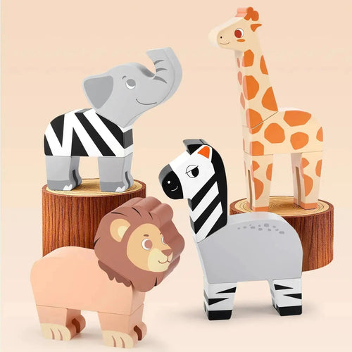 16PCS Magnetic Mix & Match Jungle Animals for Ages 1–5