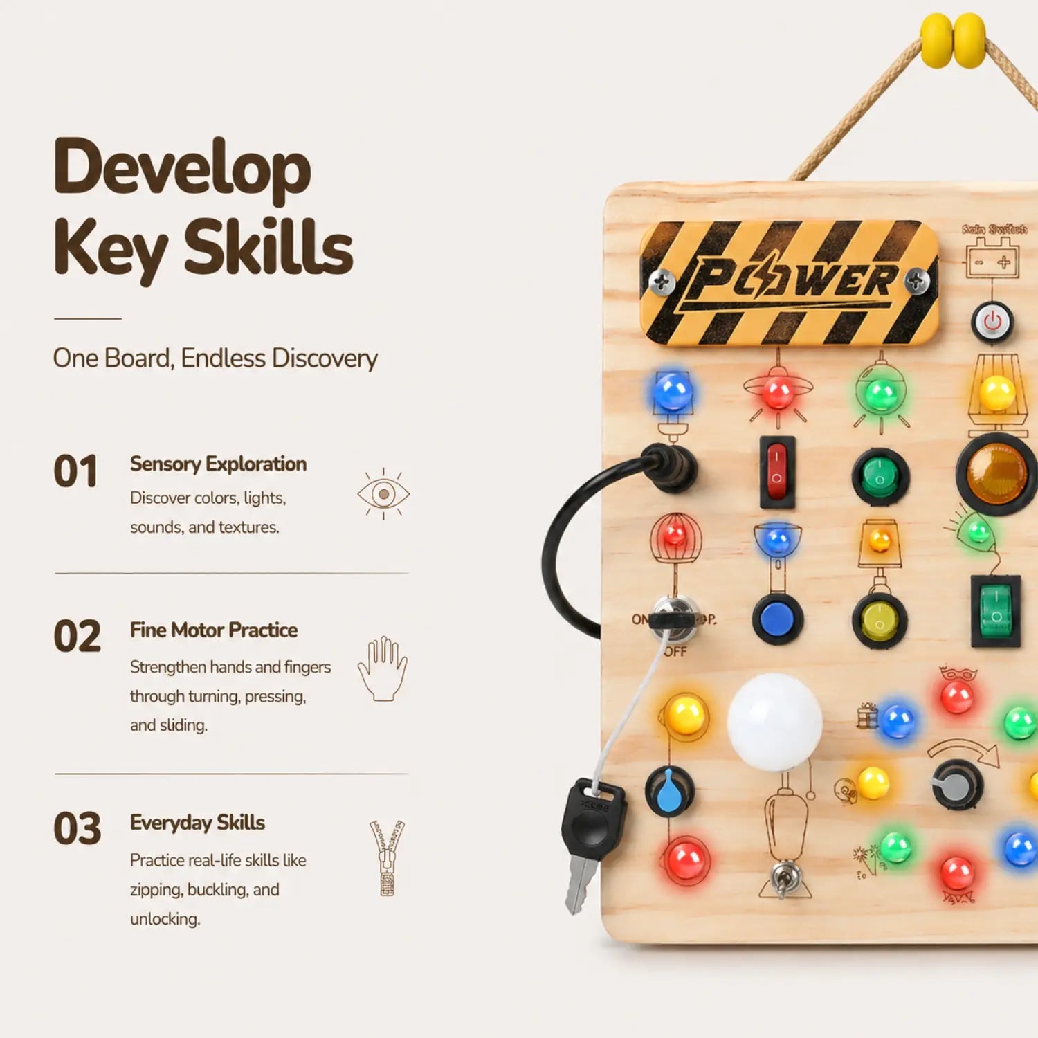 Montessori Busy Board for Early Learning Kids