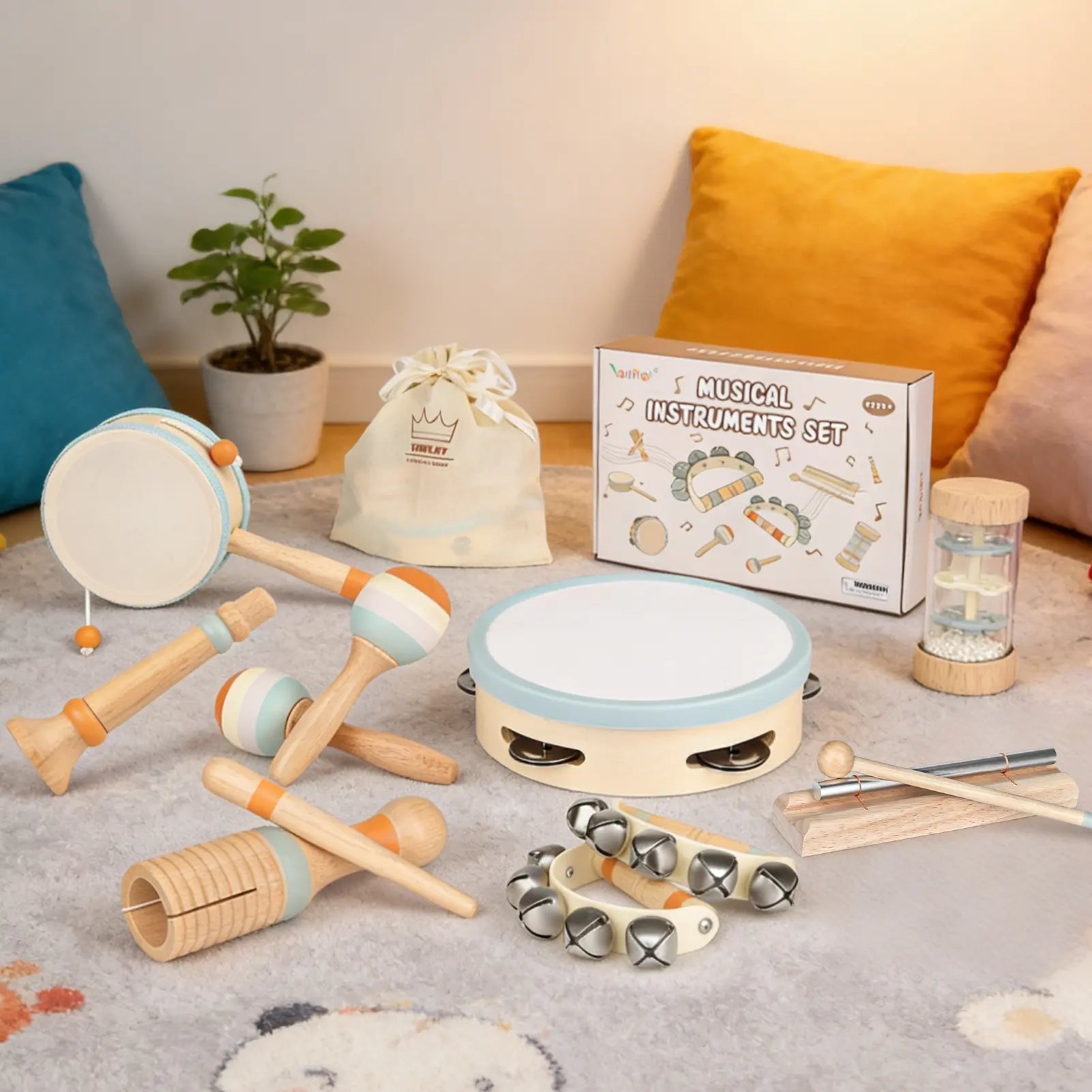 Drums & Bells - Wooden Montessori Instruments for 18M -4YS