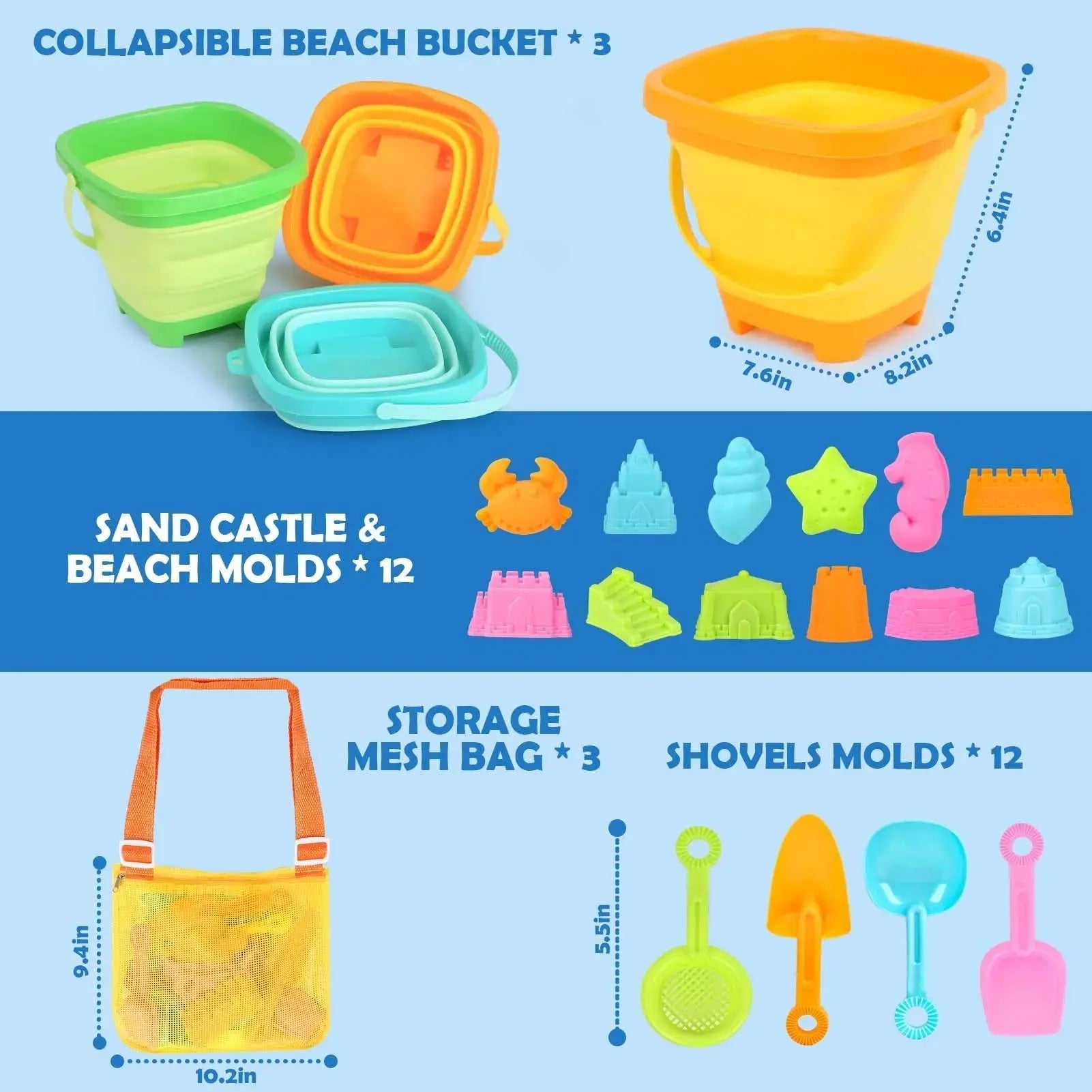 30PCS Collapsible Beach Toys Set for Kids Ages 3–10