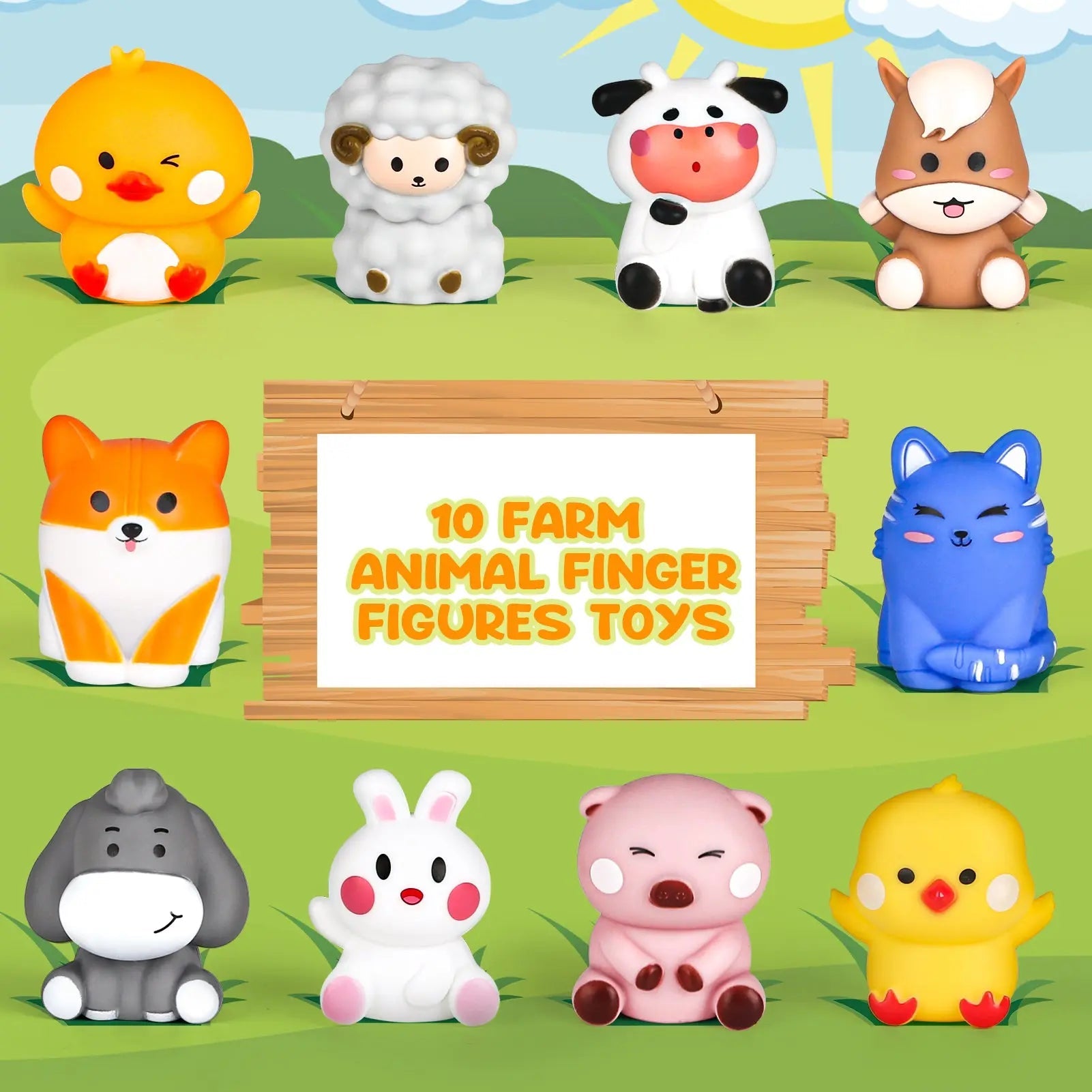 Farm Animal Stacking Toy with Finger Puppets for Toddlers 1-3