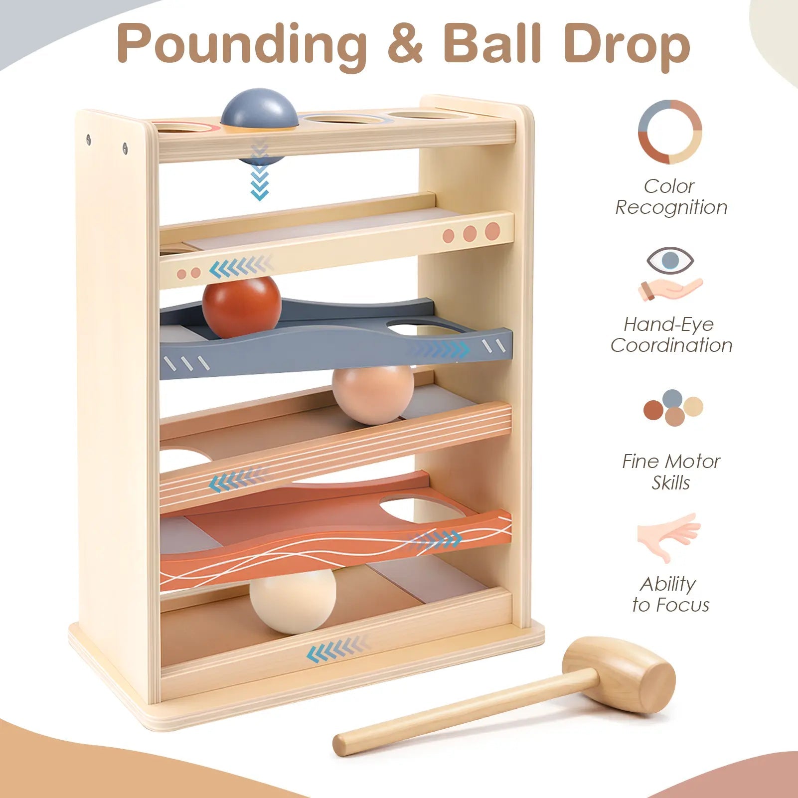 Wooden Rolling Ball Toy for 1–3 Year Olds