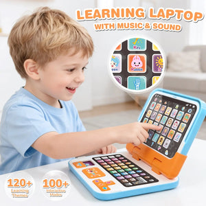 2-in-1 Speech Learning Laptop for Toddlers with Music & Sound