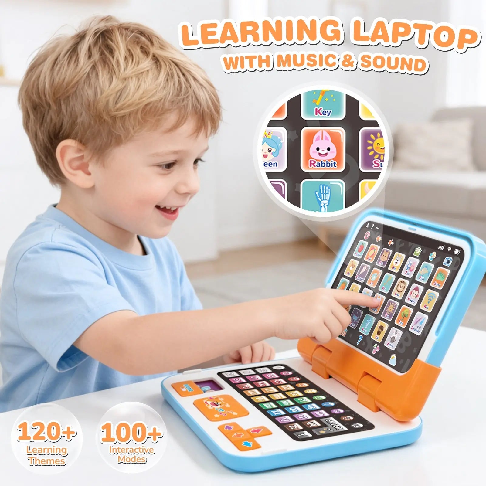 2-in-1 Speech Learning Laptop for Toddlers with Music & Sound