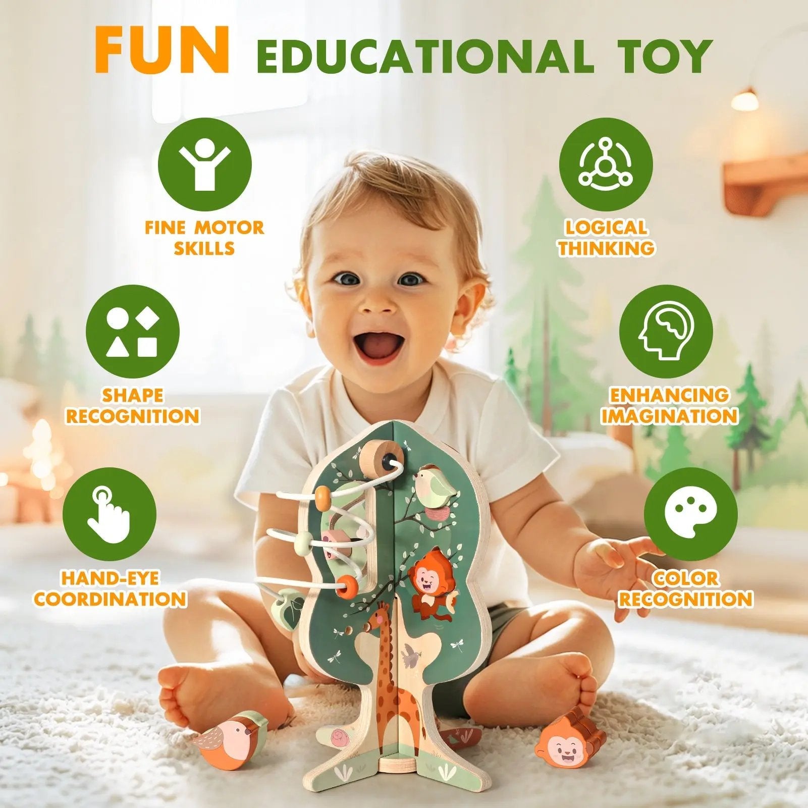 8-in-1 Wooden Activity Cube for 1-3 Year Olds