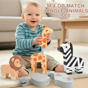16PCS Magnetic Mix & Match Jungle Animals for Ages 1–5