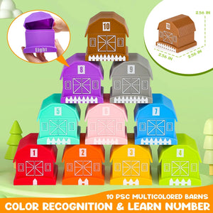 Farm Animal Stacking Toy with Finger Puppets for Toddlers 1-3