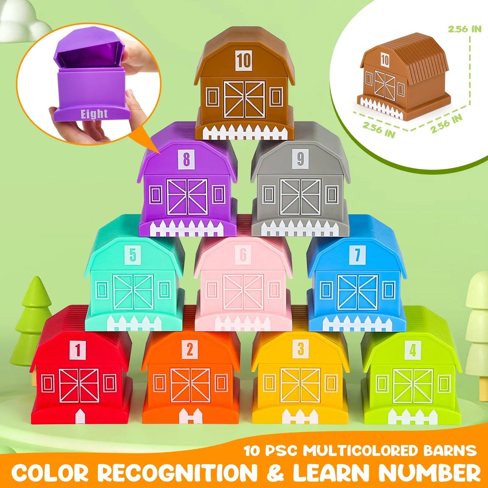 Farm Animal Stacking Toy with Finger Puppets for Toddlers 1-3