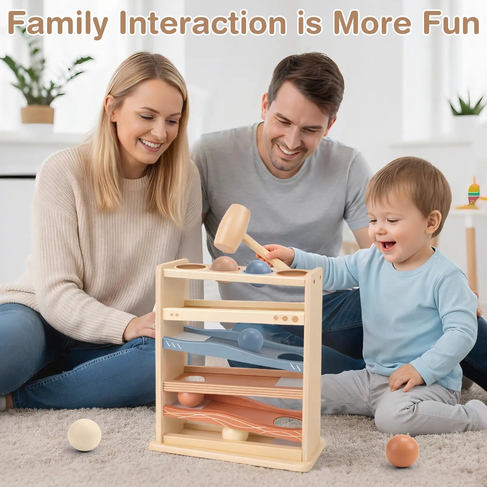 Wooden Rolling Ball Toy for 1–3 Year Olds