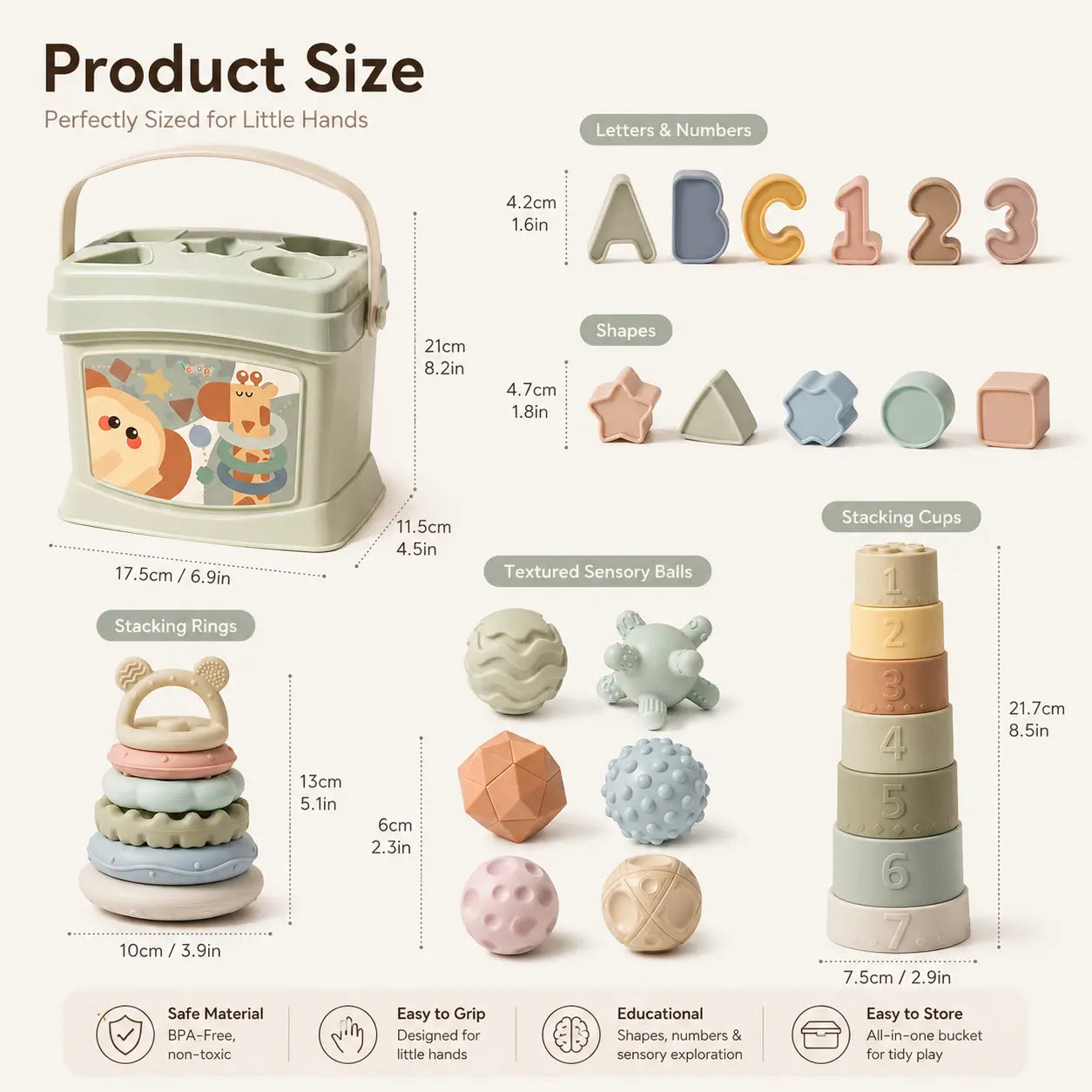 Silicone Sensory Montessori Baby Toy for Toddlers 6M - 2YS