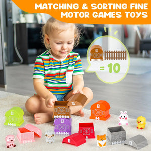 Farm Animal Stacking Toy with Finger Puppets for Toddlers 1-3