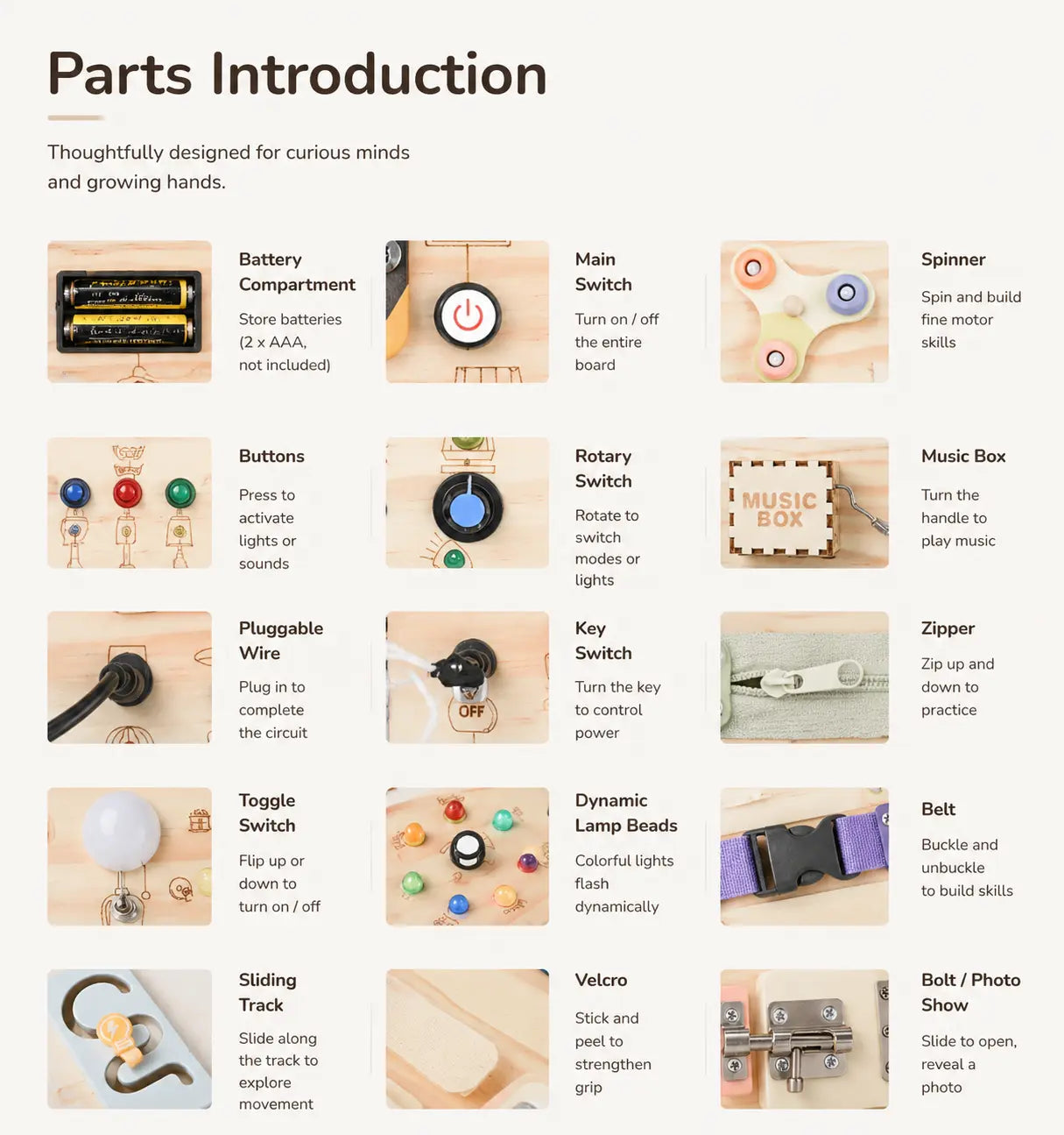 Montessori Busy Board for Early Learning Kids