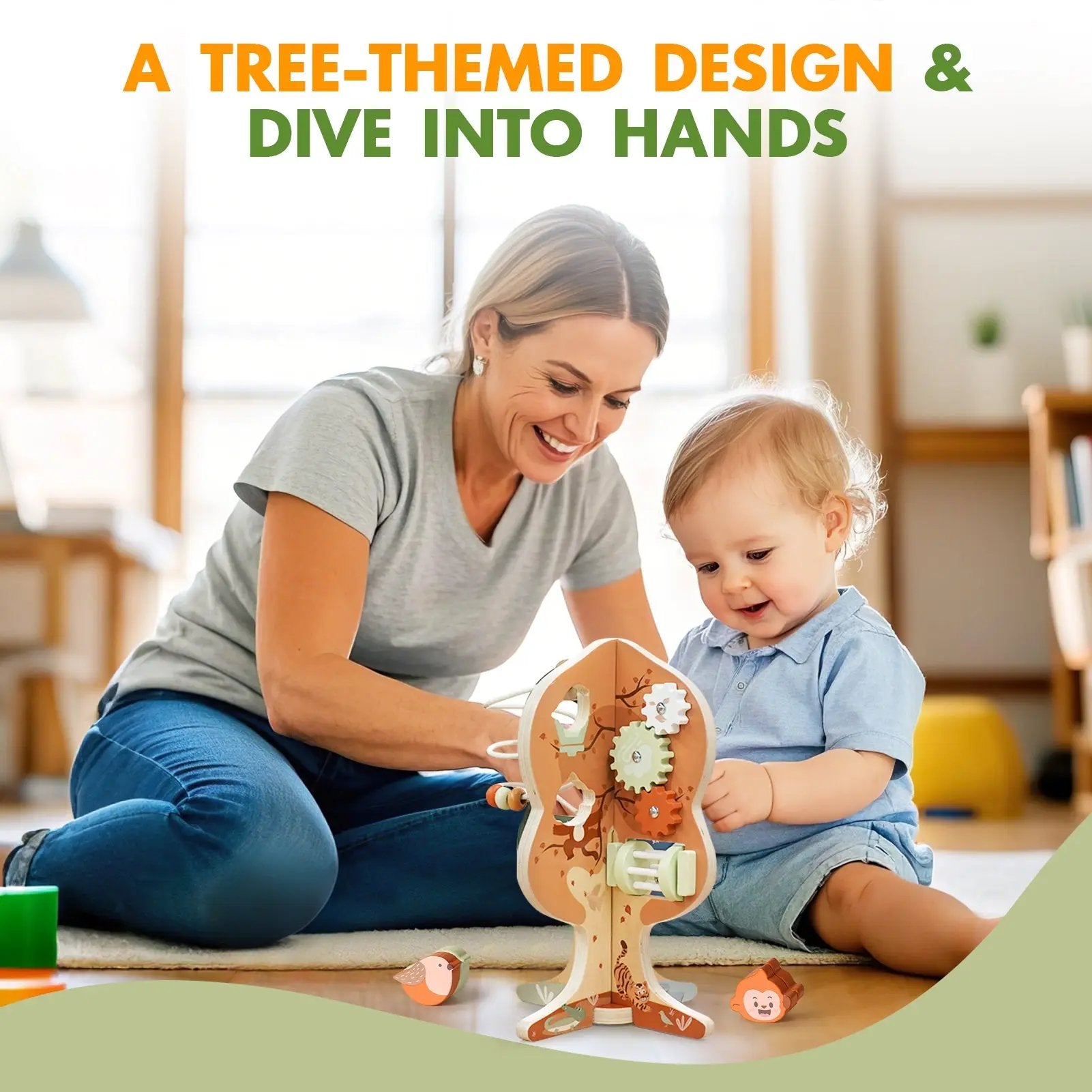 8-in-1 Wooden Activity Cube for 1-3 Year Olds