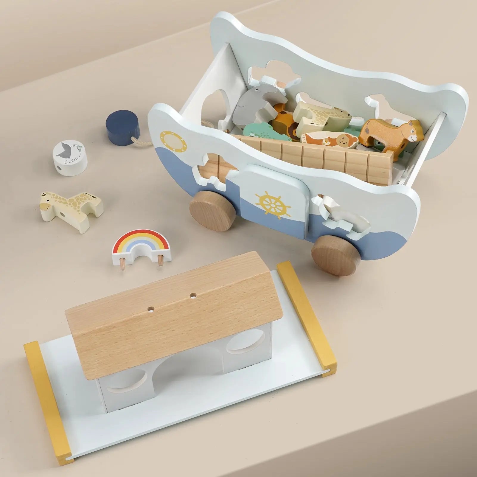 Wooden Noah's Ark Toy for Montessori Learning