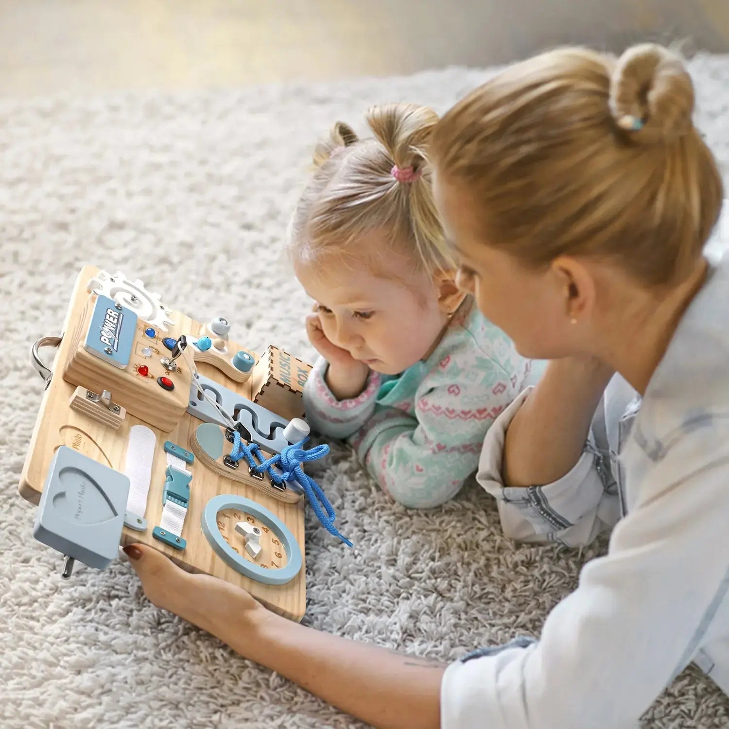 Wooden Busy Board for Sensory Development