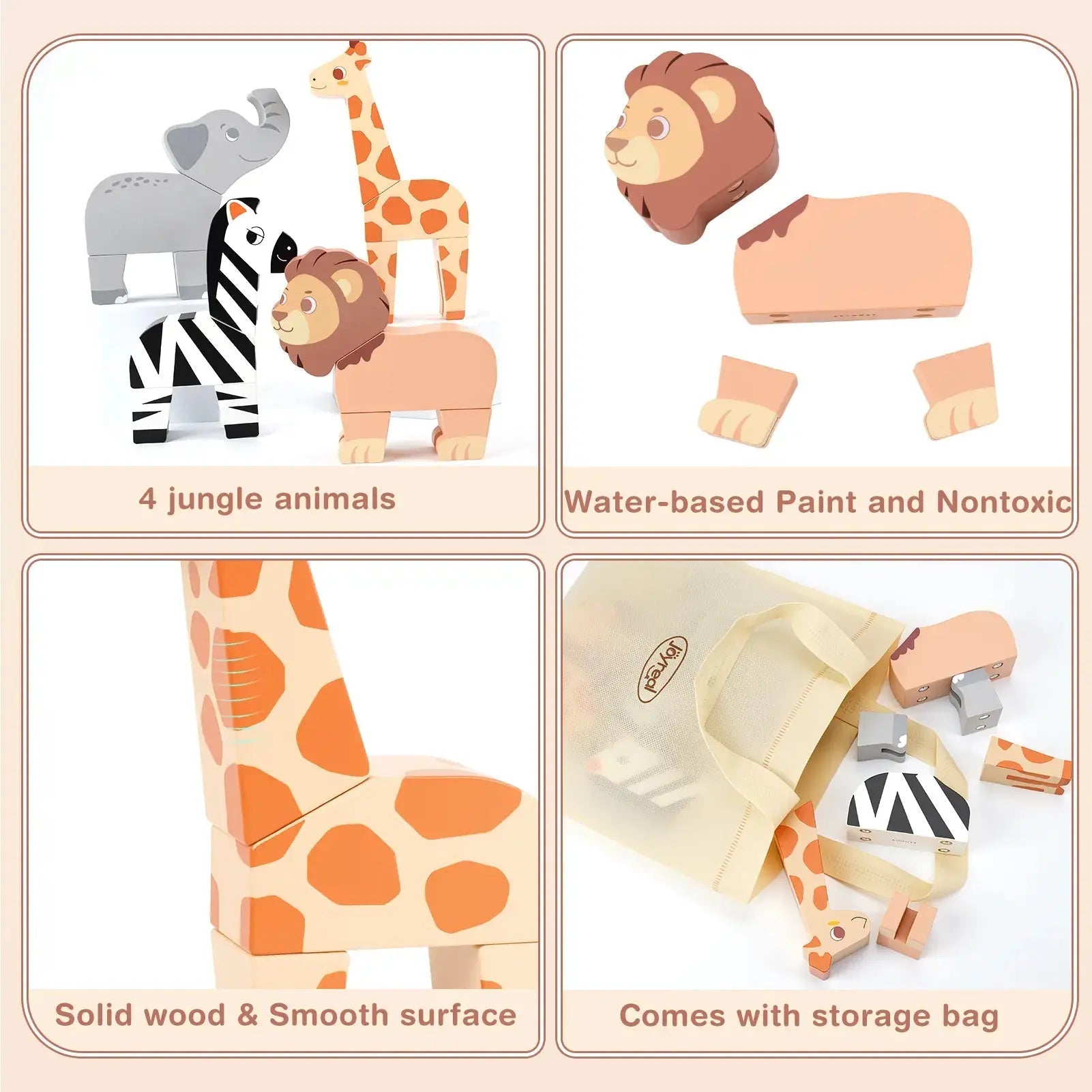 16PCS Magnetic Mix & Match Jungle Animals for Ages 1–5