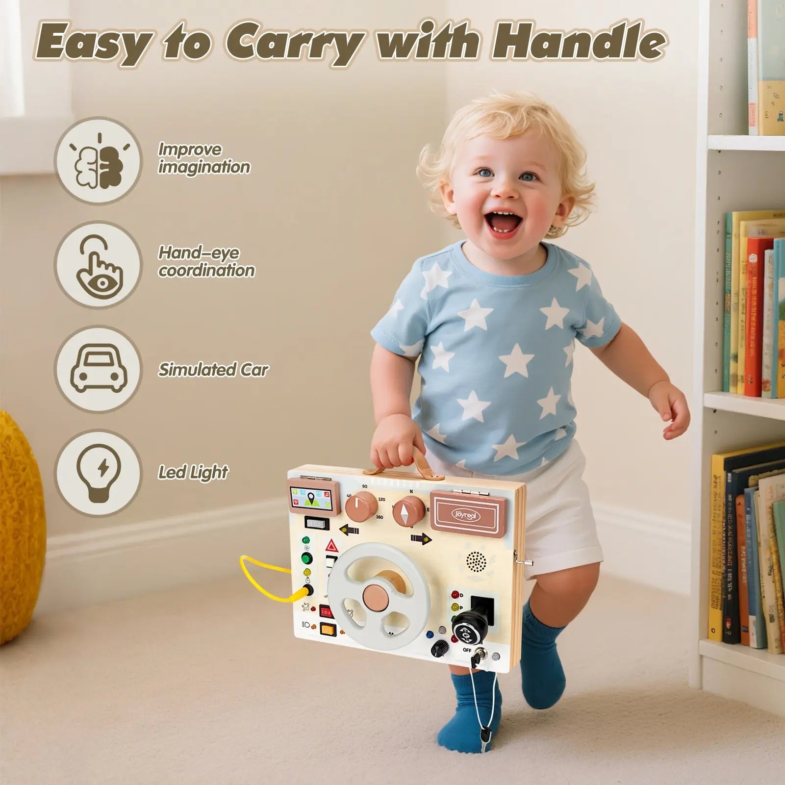 Steering Wheel with Lights & Sounds for Toddlers 1-3