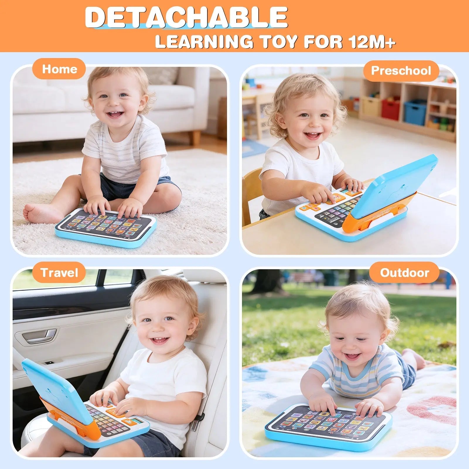 2-in-1 Speech Learning Laptop for Toddlers with Music & Sound