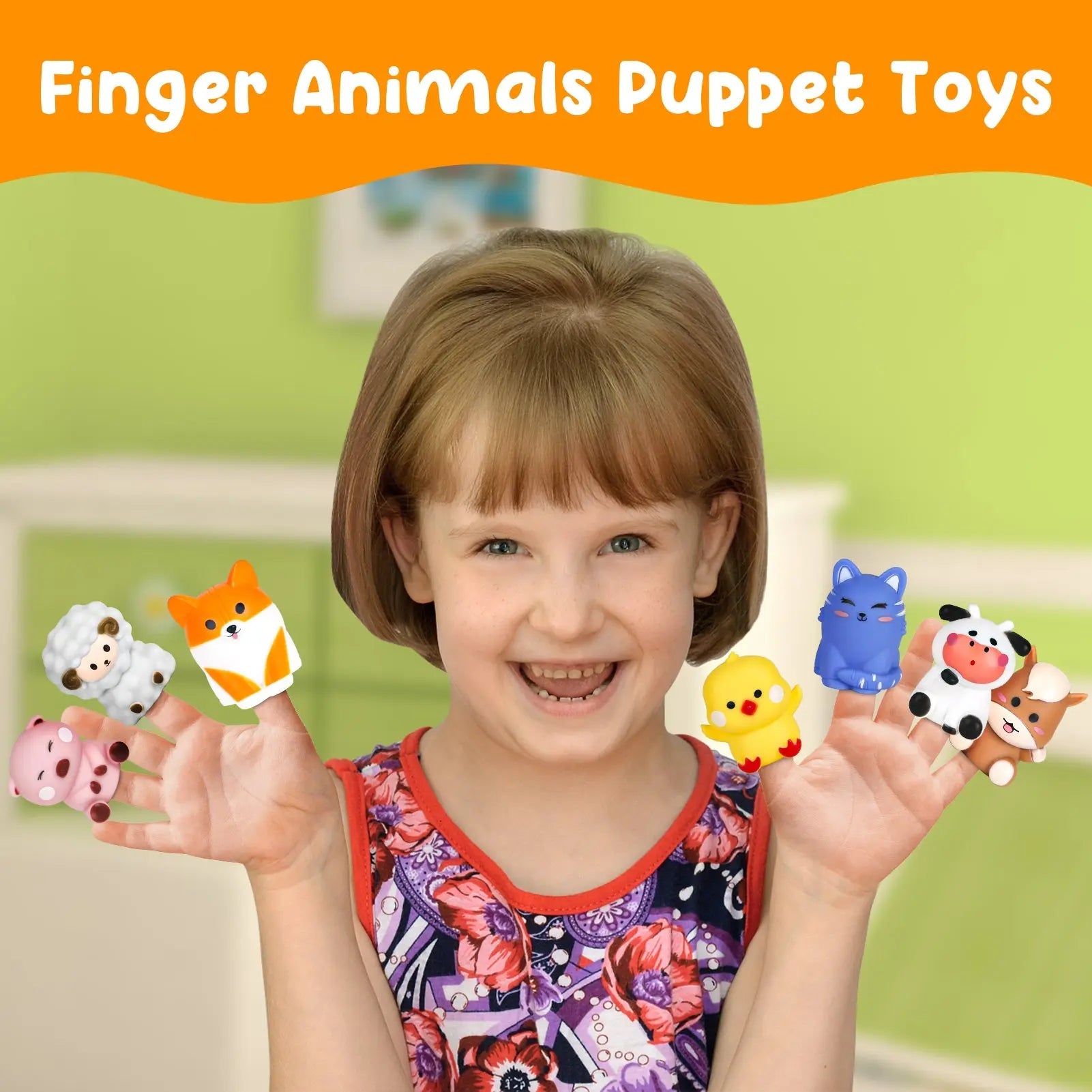 Farm Animal Stacking Toy with Finger Puppets for Toddlers 1-3