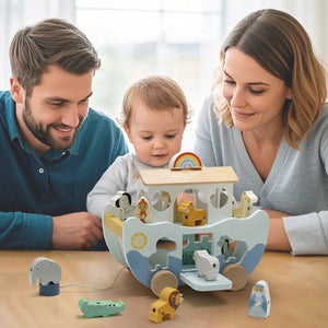 Wooden Noah's Ark Toy for Montessori Learning