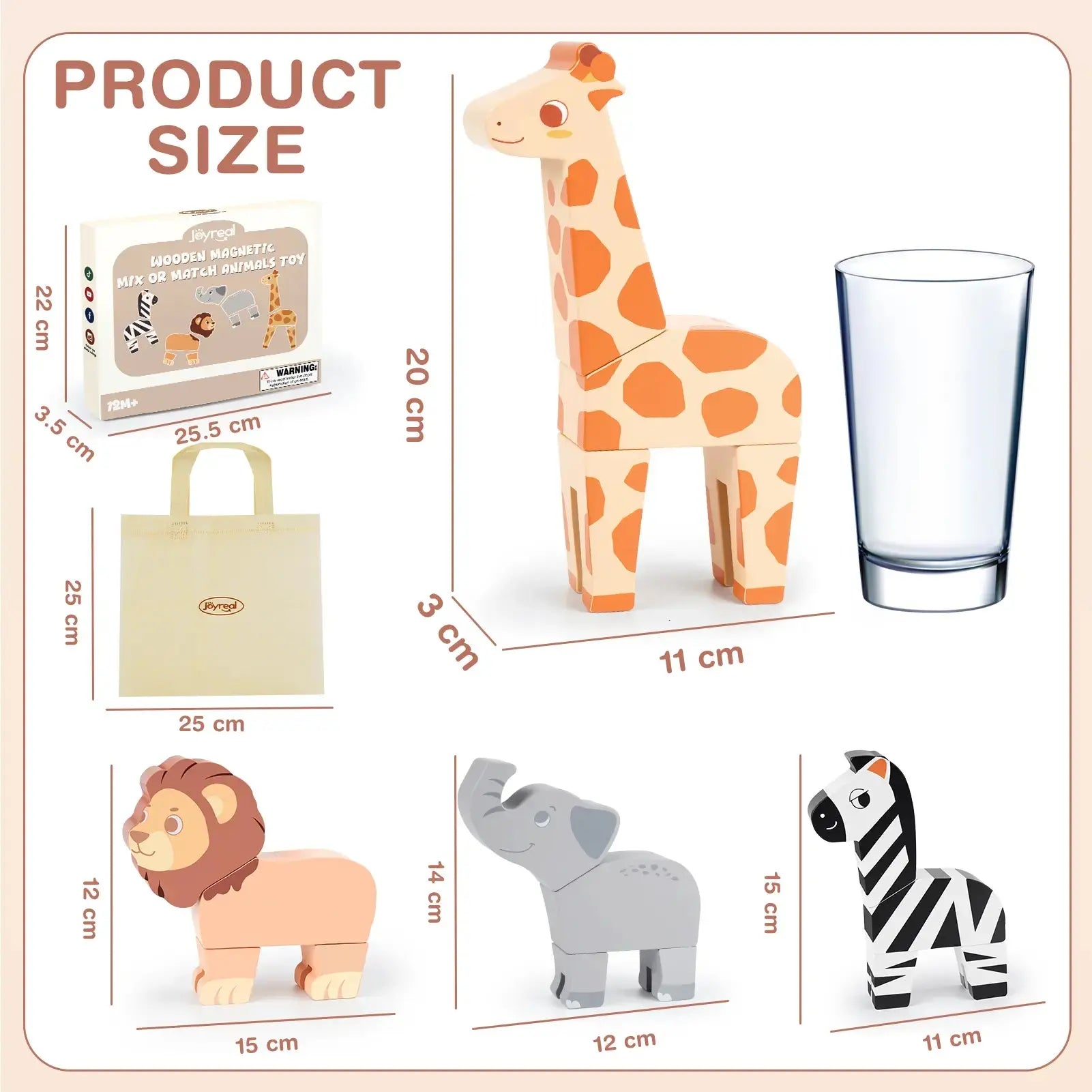 16PCS Magnetic Mix & Match Jungle Animals for Ages 1–5