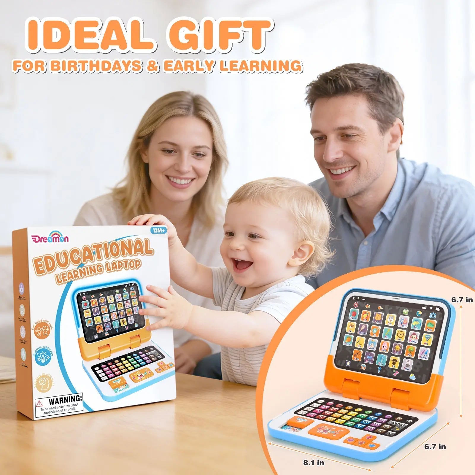 2-in-1 Speech Learning Laptop for Toddlers with Music & Sound