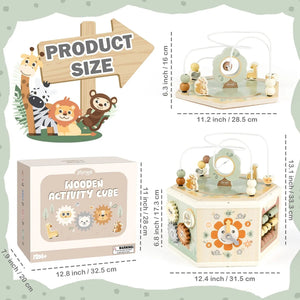 Wooden Activity Cube 11-in-1 Montessori Toys for 18M - 4YS