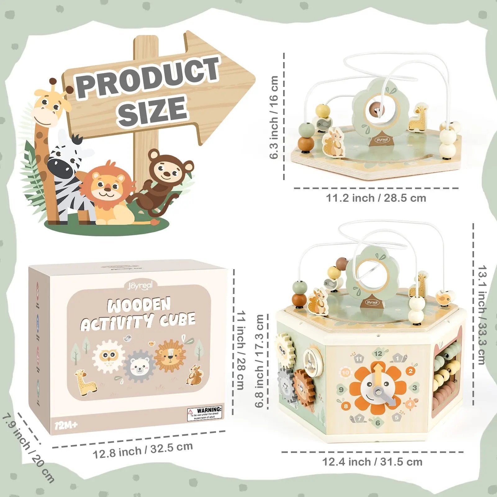 Wooden Activity Cube 11-in-1 Montessori Toys for 18M - 4YS