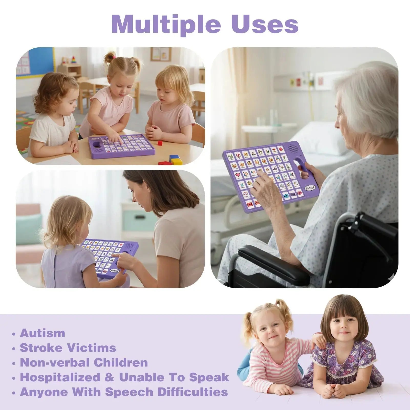 Plus AAC Communication Board for Language Learning (Purple)