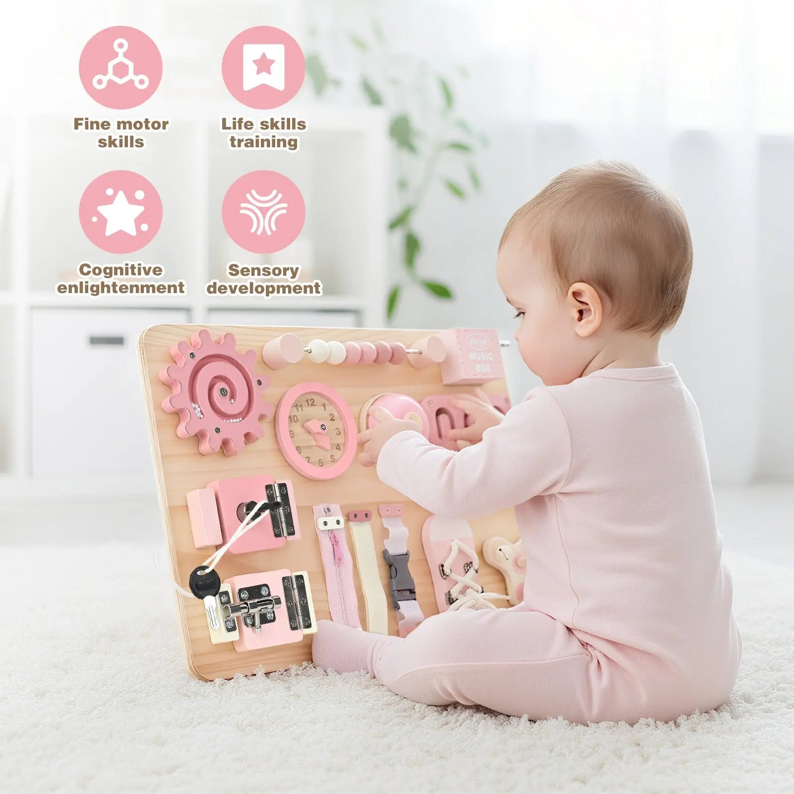 Fine Motor Skills Busy Board for Toddlers