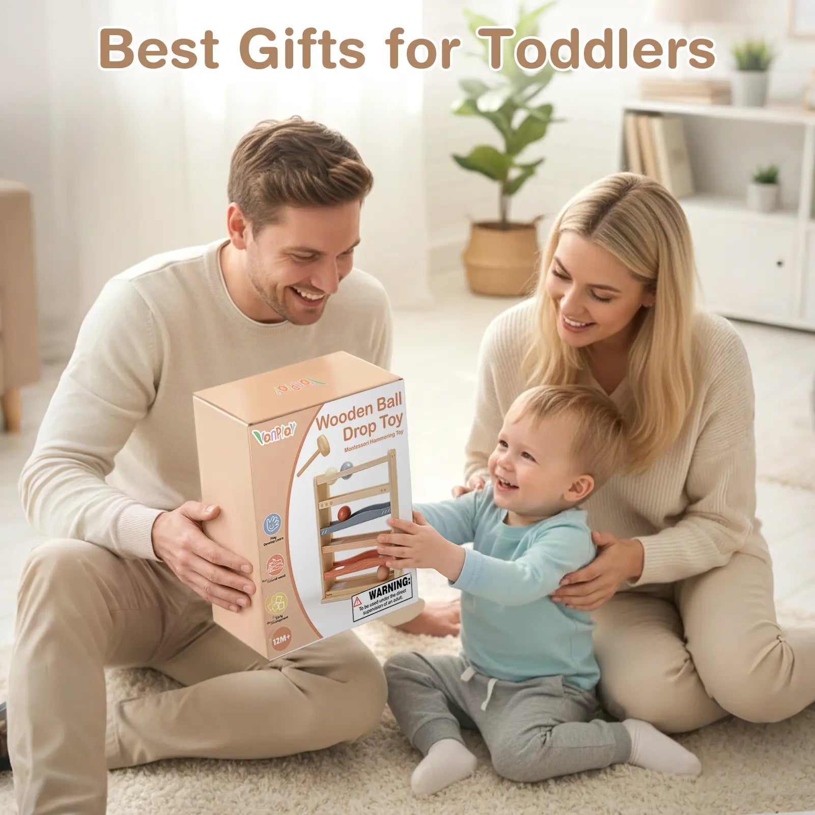Wooden Rolling Ball Toy for 1–3 Year Olds