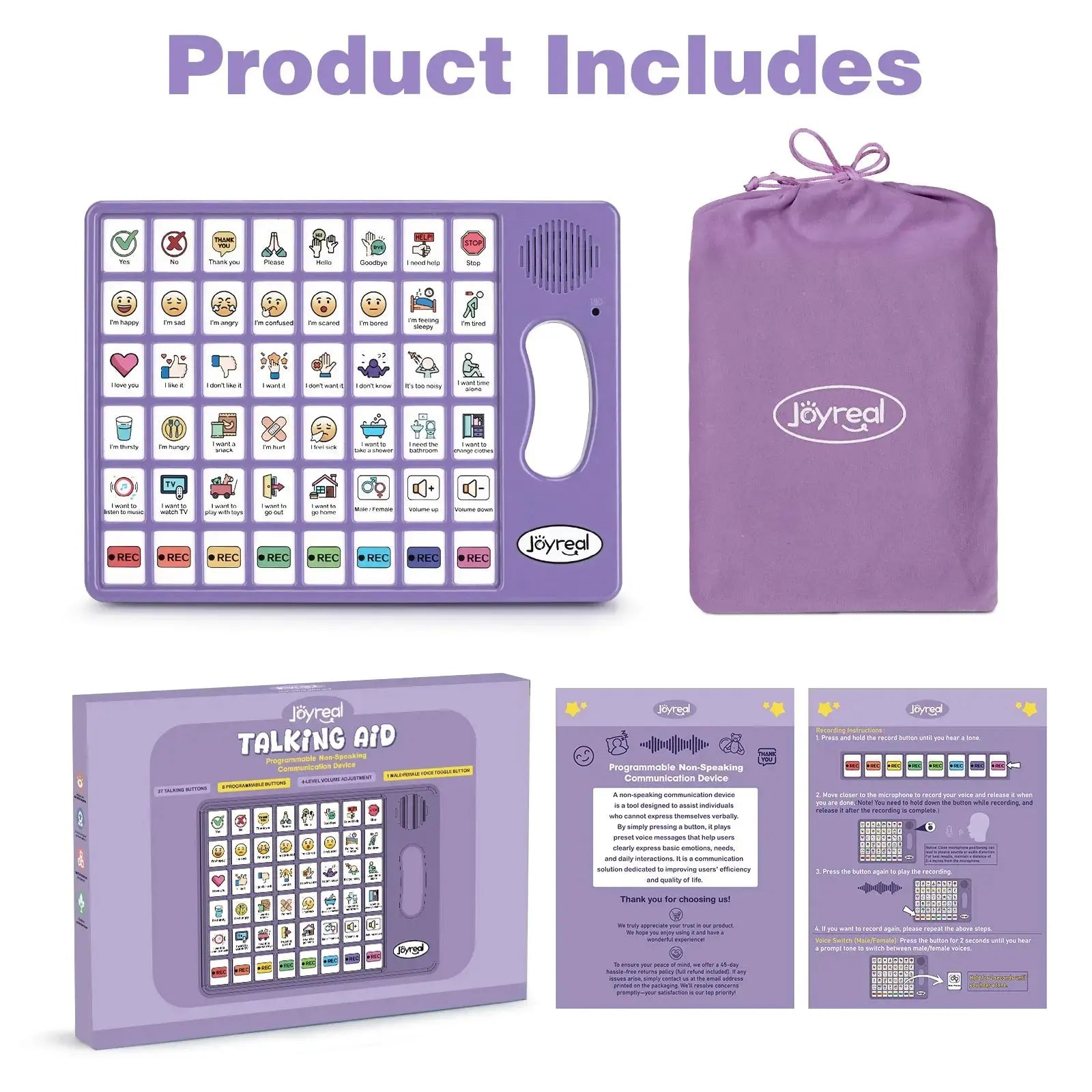 Plus AAC Communication Board for Language Learning (Purple)